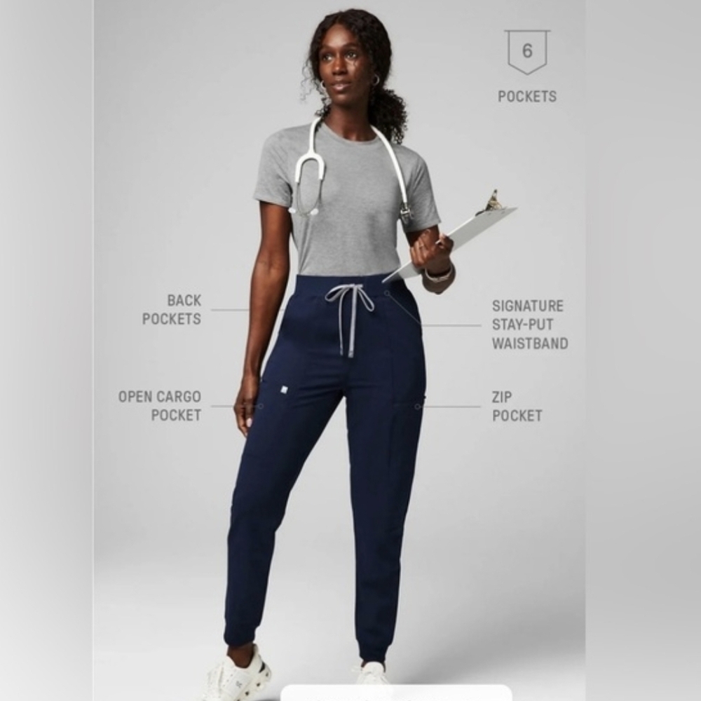 Fabletics High Rise On-Call Jogger Scrub Pants In Navy XS